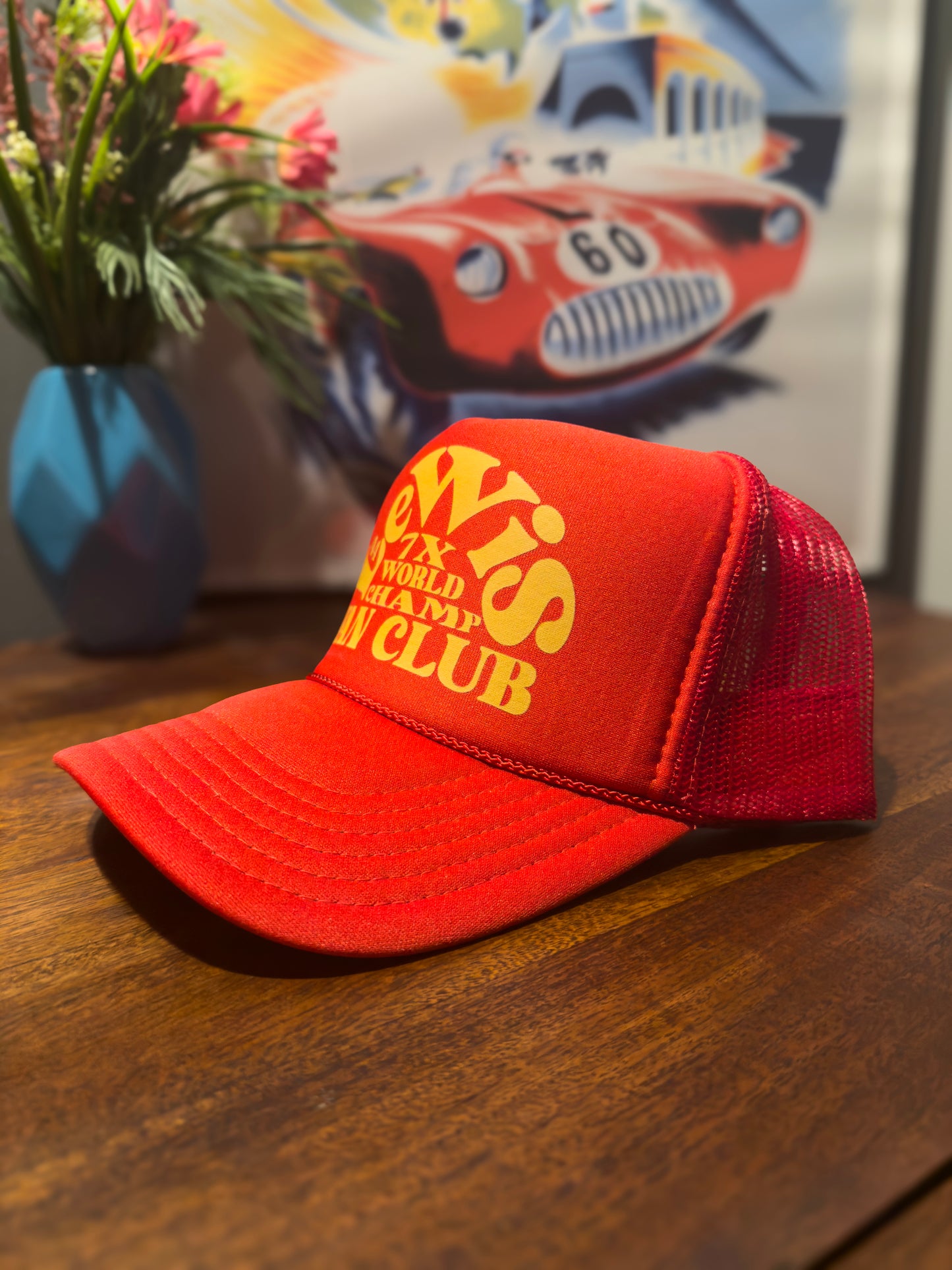 Lewis - 7X World Champion - Trucker Hat - Red / Yellow