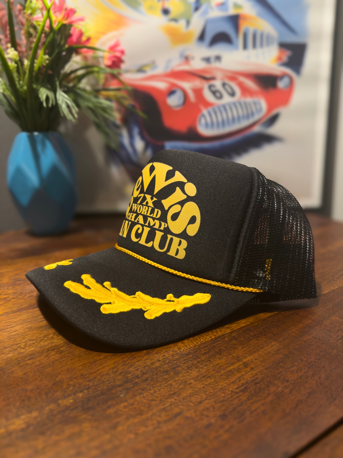 Lewis - 7X World Champion - Trucker Hat - Black / Gold